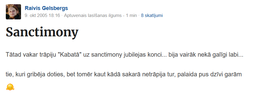 sanctimony ieraksts